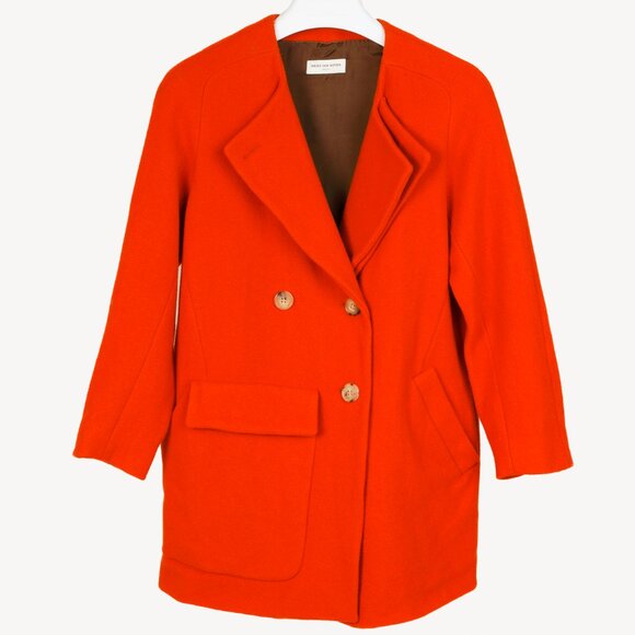 Dries Van Noten Orange Wool Oversized Double Breasted Jacket